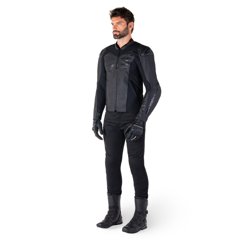 Alpinestars Faster 3 Musta nahkainen moottoripyöräily takki