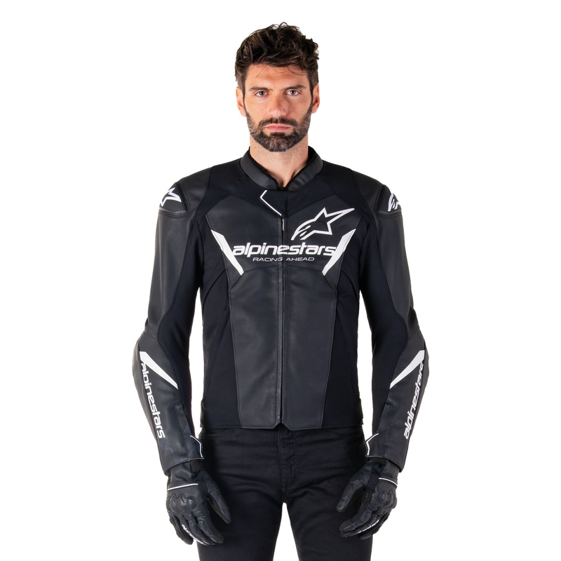 Alpinestars Faster 3 mustavalkoinen nahkainen moottoripyörätakki