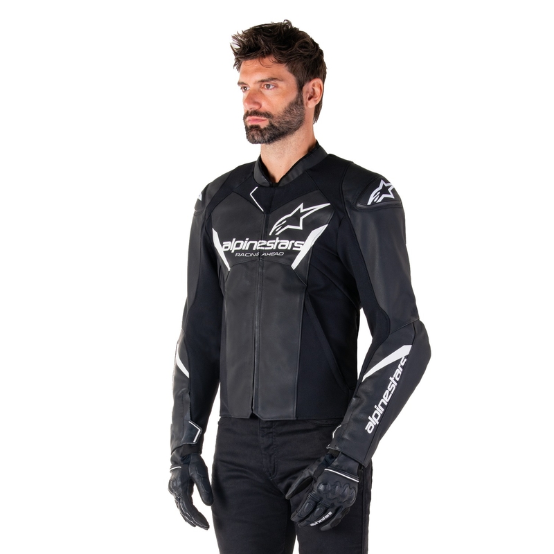 Alpinestars Faster 3 mustavalkoinen nahkainen moottoripyörätakki