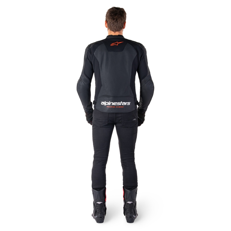 Alpinestars Faster 3 Airflow Musta-Fluo Red Nahka Moottoripyöräily takki
