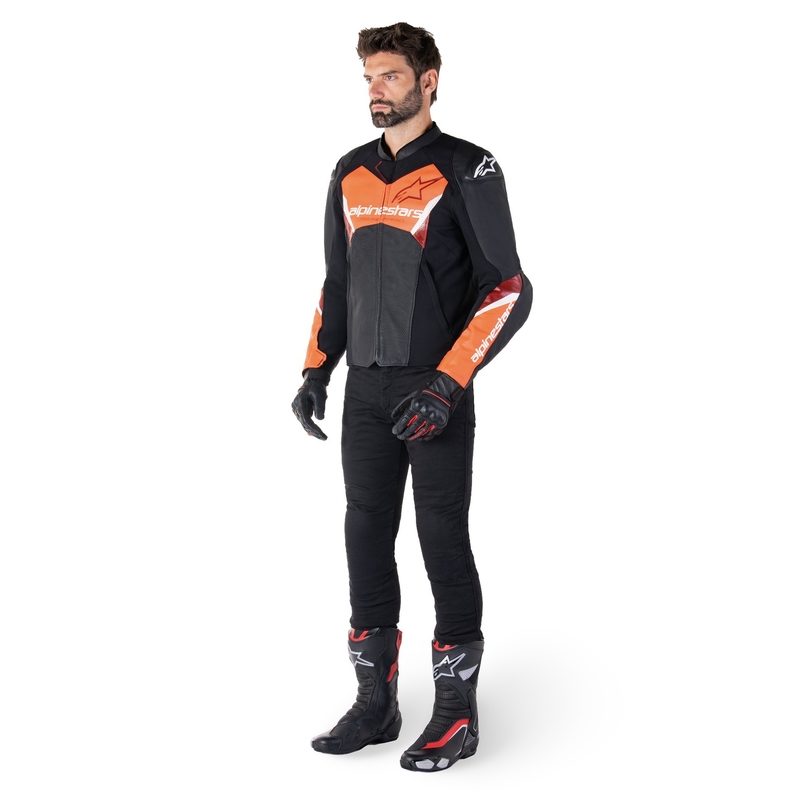 Alpinestars Faster 3 Airflow Musta-Fluo Red Nahka Moottoripyöräily takki