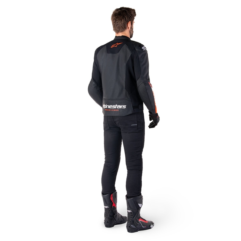 Alpinestars Faster 3 Airflow Musta-Fluo Red Nahka Moottoripyöräily takki
