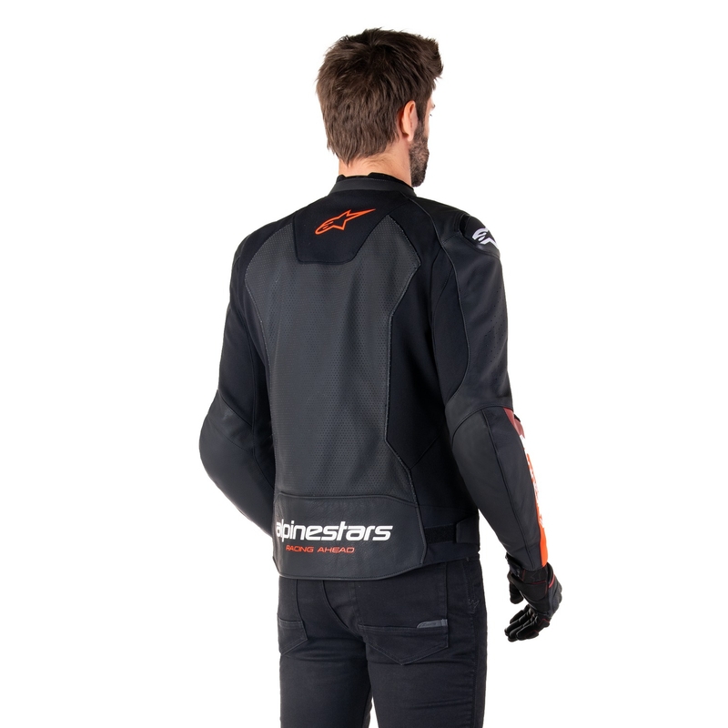 Alpinestars Faster 3 Airflow Musta-Fluo Red Nahka Moottoripyöräily takki