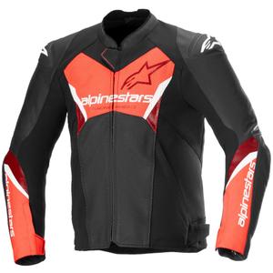 Alpinestars Faster 3 Airflow Musta-Fluo Red Nahka Moottoripyöräily takki