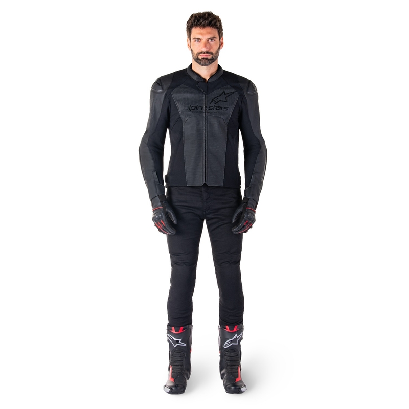 Alpinestars Faster 3 Airflow Musta Nahka Moottoripyöräily takki