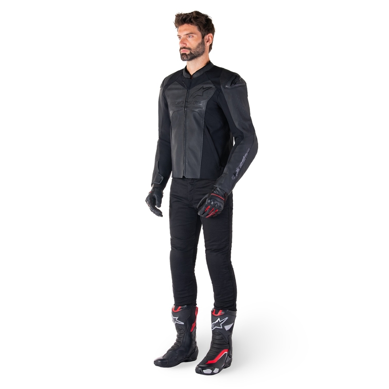 Alpinestars Faster 3 Airflow Musta Nahka Moottoripyöräily takki