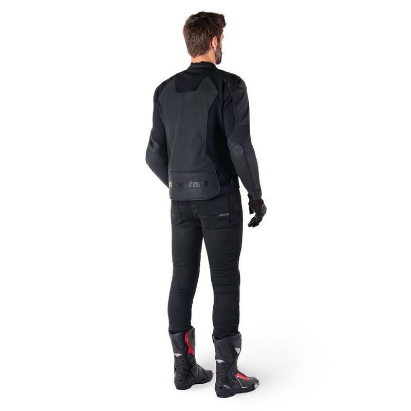 Alpinestars Faster 3 Airflow Musta Nahka Moottoripyöräily takki
