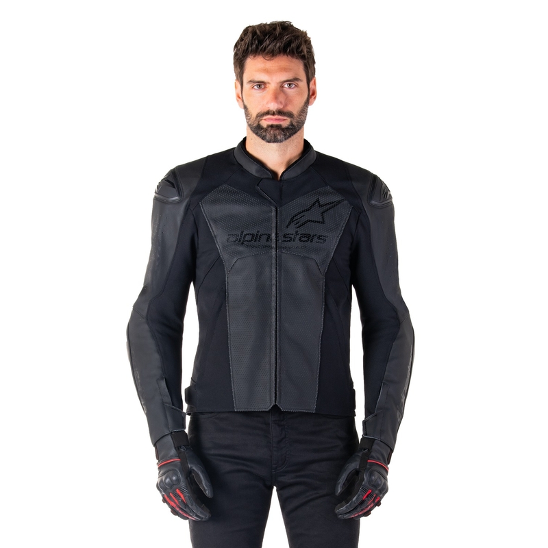 Alpinestars Faster 3 Airflow Musta Nahka Moottoripyöräily takki