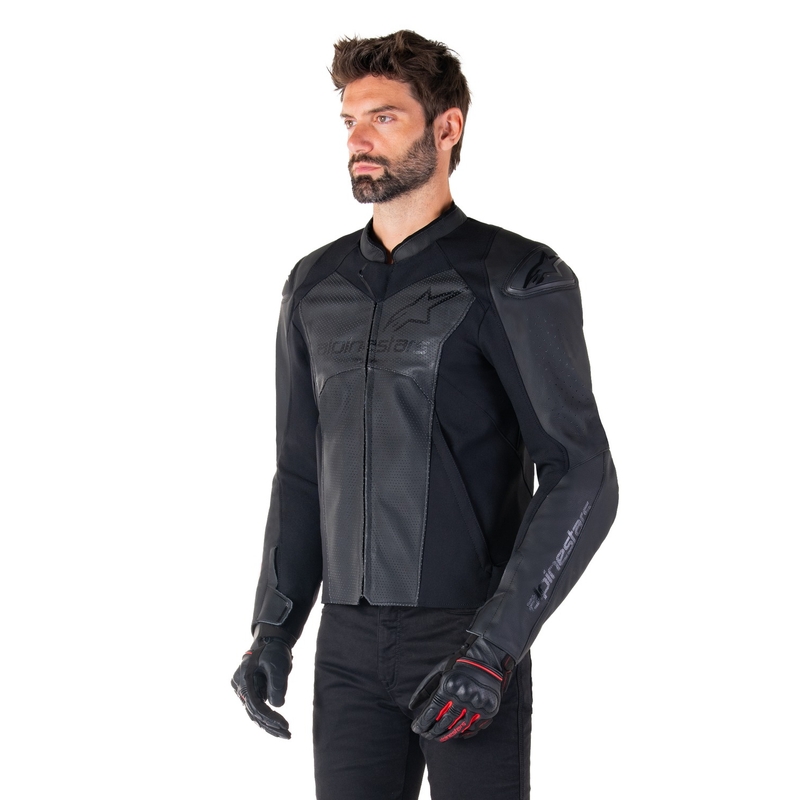 Alpinestars Faster 3 Airflow Musta Nahka Moottoripyöräily takki