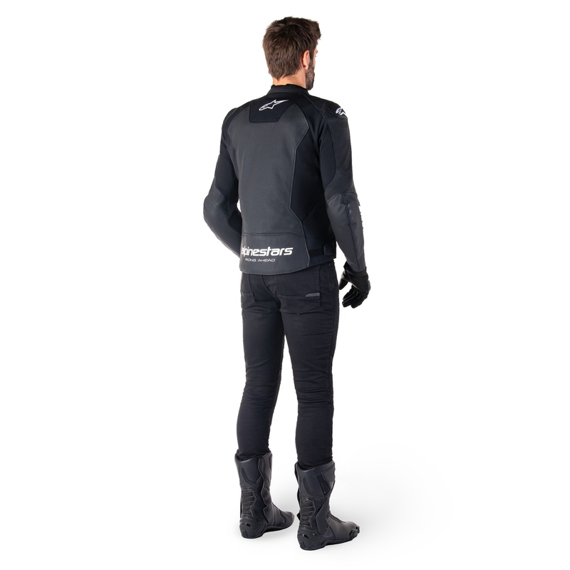 Alpinestars Faster 3 Airflow Musta ja valkoinen nahkainen moottoripyöräily takki