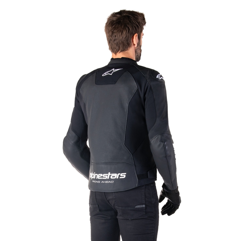 Alpinestars Faster 3 Airflow Musta ja valkoinen nahkainen moottoripyöräily takki