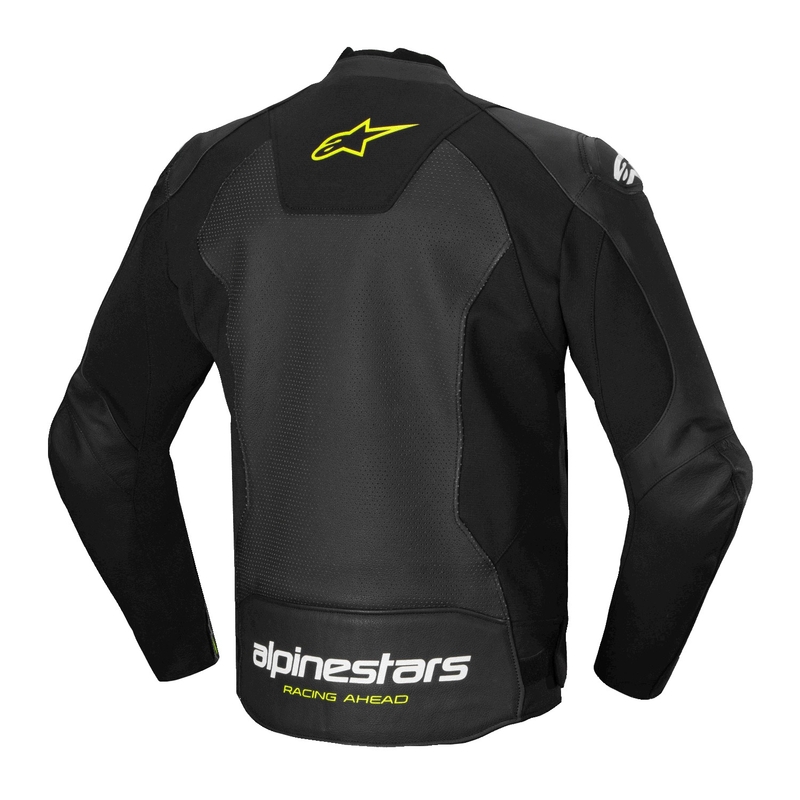 Alpinestars Faster 3 Airflow Musta-valkoinen-keltainen nahkatakki Moottoripyöräily takki