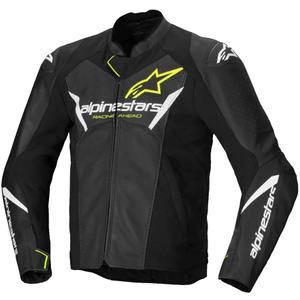 Alpinestars Faster 3 Airflow Musta-valkoinen-keltainen nahkatakki Moottoripyöräily takki