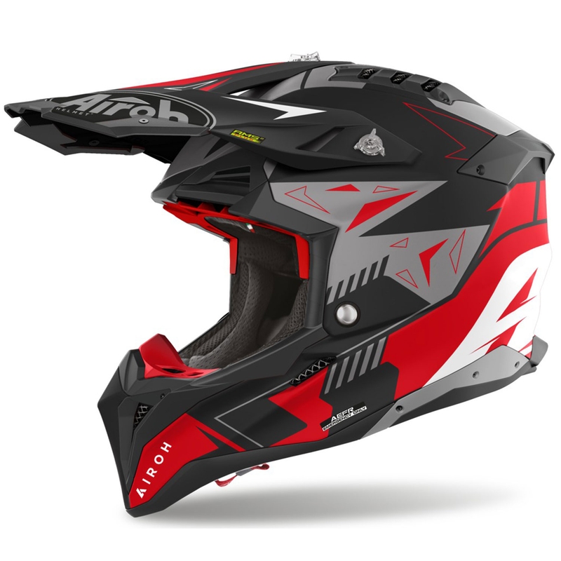 Motocross kypärä Airoh Aviator 3 Spin punainen matta