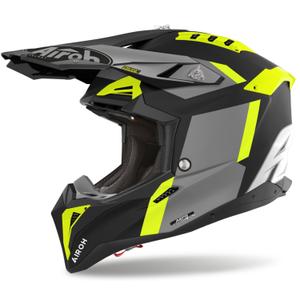 Motocross kypärä Airoh Aviator 3 Glory keltainen mattainen