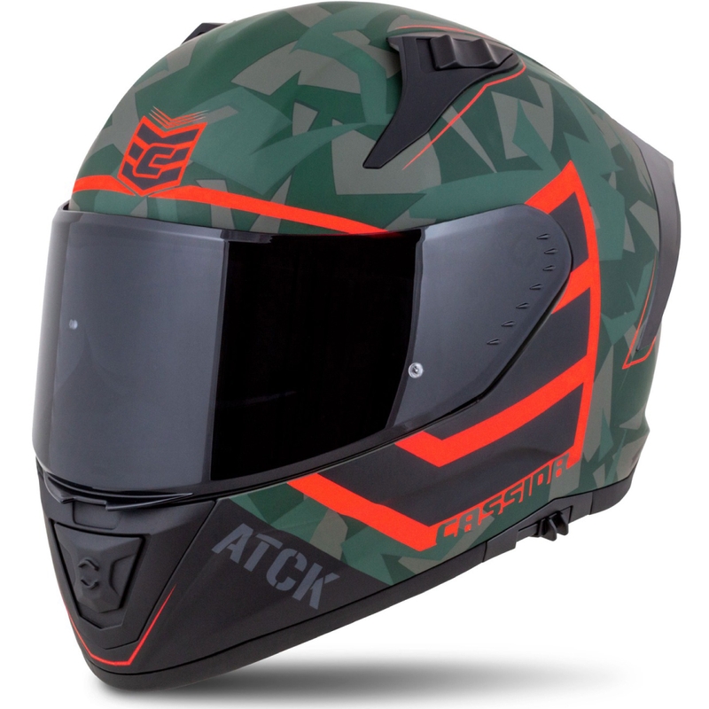 Cassida Aero ATCK camo vihreä-musta-harmaa-oranssi integroitu moottoripyöräilykypärä