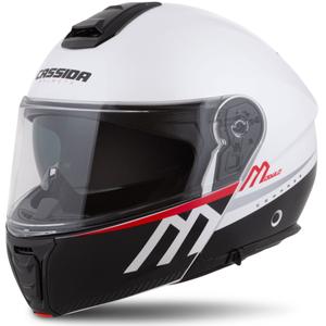 Cassida Modulo 2.1 Compass flip-up moottoripyöräilykypärä helmiäisvalkoinen-musta-punainen-hopea