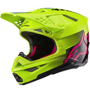 Alpinestars Supertech S-M10 Unite fluo-kelta-musta-vaaleanpunainen motocross-kypärä