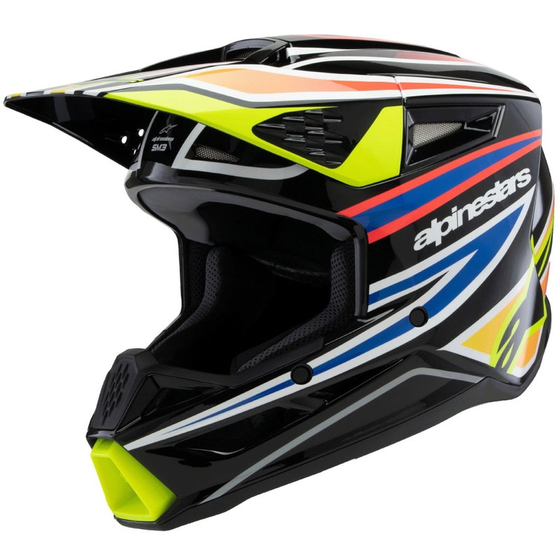 Alpinestars S-M3 WURX lasten motocross kypärä musta-fluo-kelta-sininen-punainen