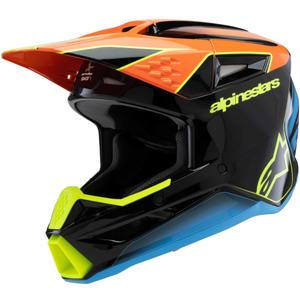 Lasten motocross kypärä Alpinestars S-M3 FRAY musta-fluo oranssi-fluo keltainen-turkoosi