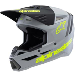 Lasten motocross kypärä Alpinestars S-M3 RADIUM matto harmaa-fluokokelta-musta