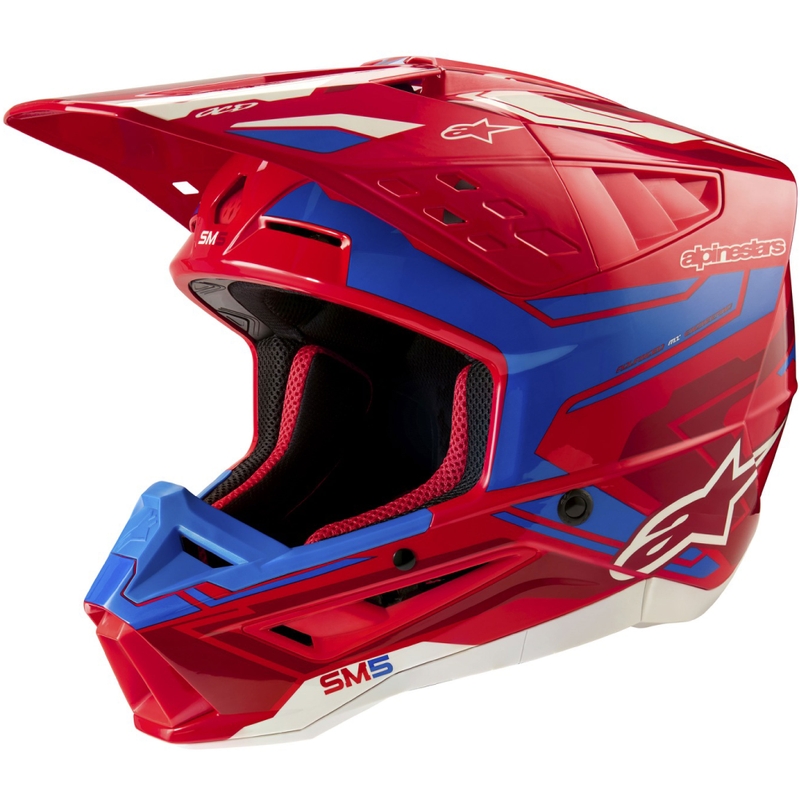 Alpinestars S-M5 Action 2 fluo punainen-sininen motocross kypärä