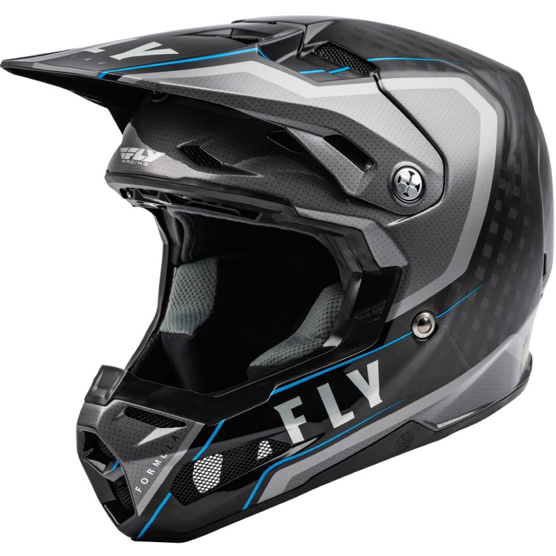 Motocross kypärä FLY Racing Formula Axon musta-harmaa-sininen