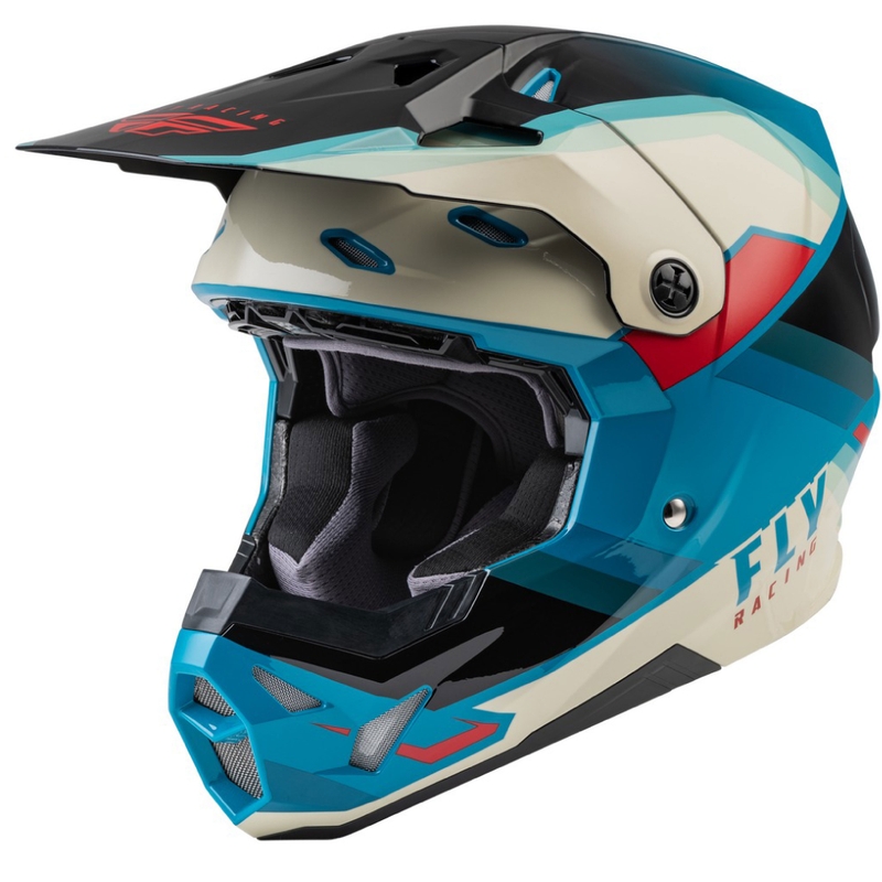 Motocross kypärä FLY Racing Formula CP musta-harmaa-turkoosi