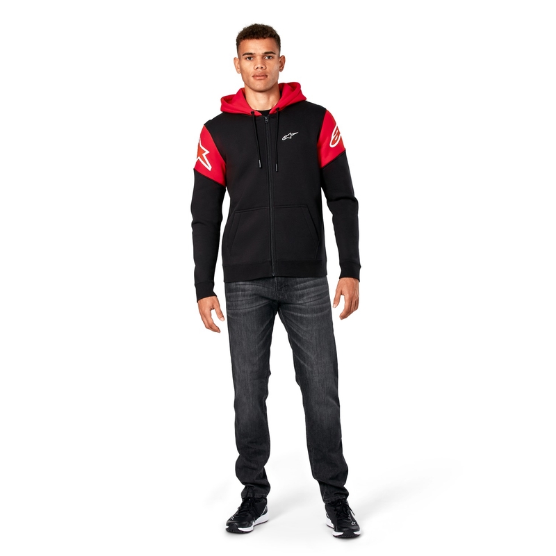 Mikina Alpinestars Velocity Hoodie černo-červená