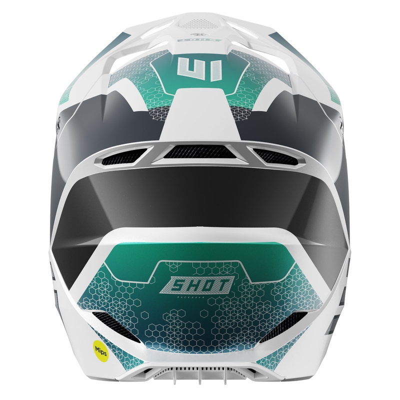 Motocross kypärä Shot Race Phaser pearl musta-turkoosi-valkoinen