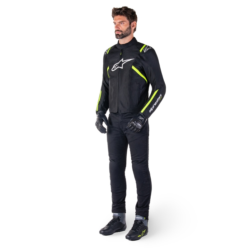 Alpinestars T-SPS 2 Vedenpitävä musta, valkoinen ja fluokeltainen moottoripyöräily takki