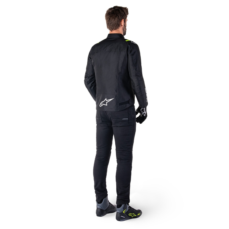 Alpinestars T-SPS 2 Vedenpitävä musta, valkoinen ja fluokeltainen moottoripyöräily takki