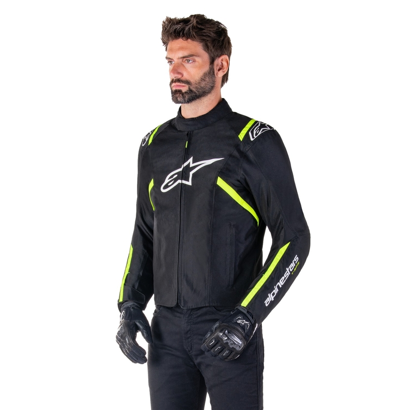 Alpinestars T-SPS 2 Vedenpitävä musta, valkoinen ja fluokeltainen moottoripyöräily takki