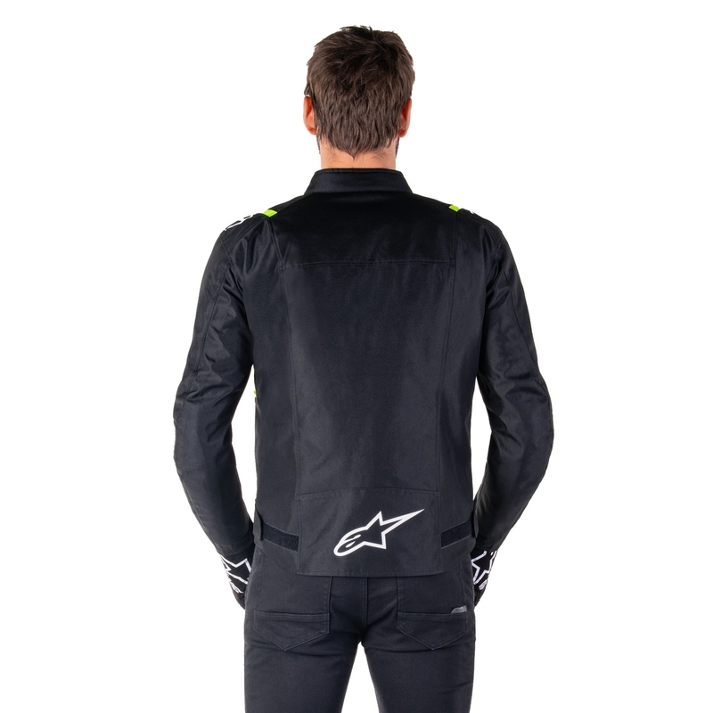 Alpinestars T-SPS 2 Vedenpitävä musta, valkoinen ja fluokeltainen moottoripyöräily takki