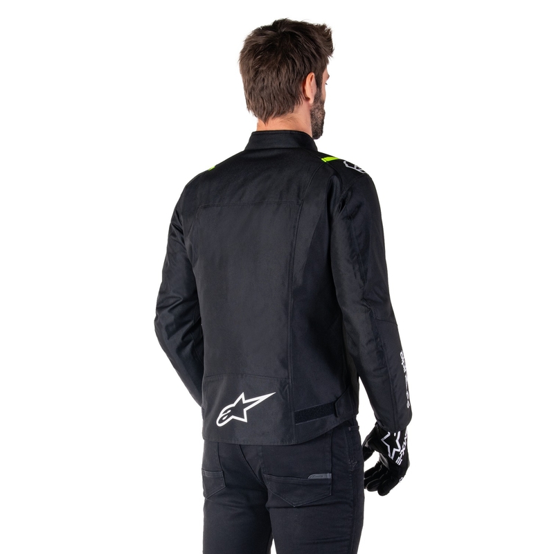 Alpinestars T-SPS 2 Vedenpitävä musta, valkoinen ja fluokeltainen moottoripyöräily takki