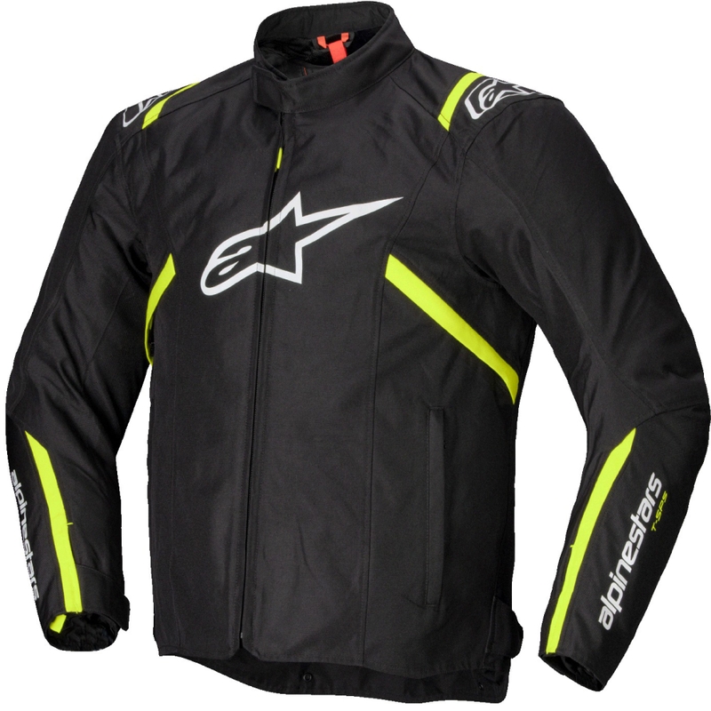 Alpinestars T-SPS 2 Vedenpitävä musta, valkoinen ja fluokeltainen moottoripyöräily takki