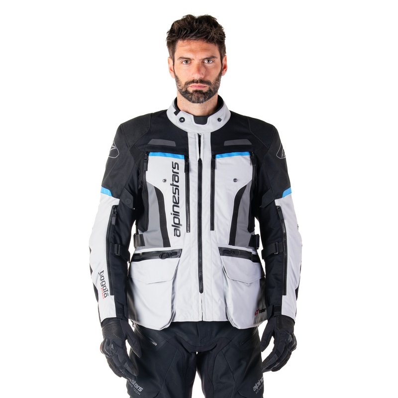 Alpinestars Bogota PRO Drystar harmaa-musta-sininen moottoripyörätakki