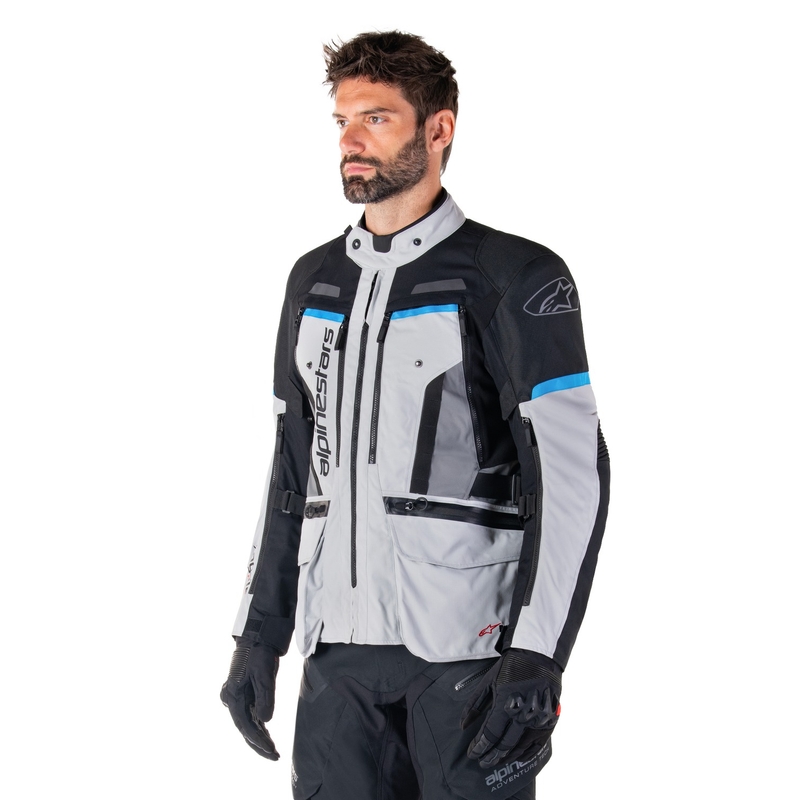 Alpinestars Bogota PRO Drystar harmaa-musta-sininen moottoripyörätakki