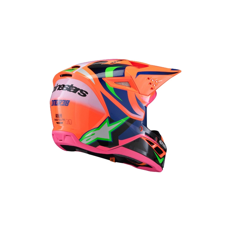 Lasten motocross kypärä Alpinestars S-M3 HAIDEN DEEGAN fluo oranssi-violetti-pink-vihreä