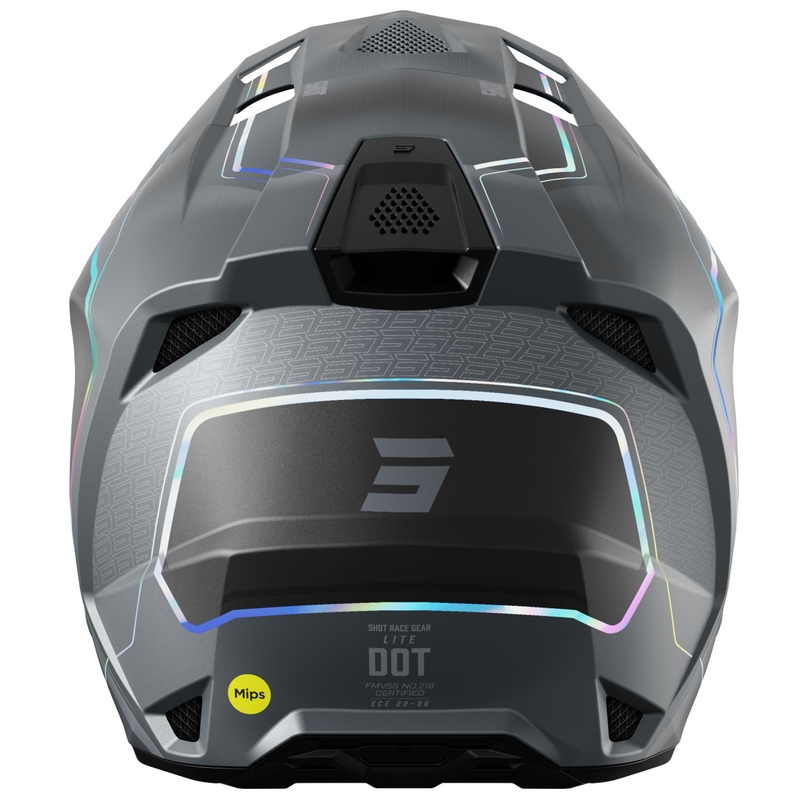 Motocross kypärä Shot Lite Challenger helmiäisharmaa hologrammi