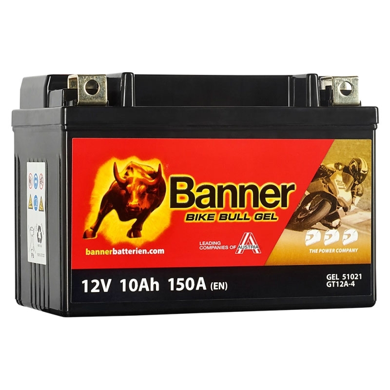 Geeliakku Banner Bike Bull GEL 510 21/BGTX12A-4 -GTX12A-4 12V, 10Ah, 150A