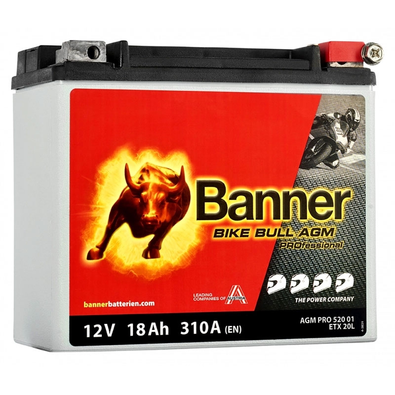 Huoltovapaa Banner Bike Bull AGM PRO 520 01/BETX20L - ETX20L 12V, 18Ah, 310A