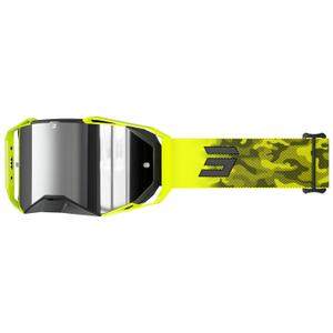 Motocross-lasit Shot Lite Patrol fluo-keltaiset, hopea iridium plexi lasit