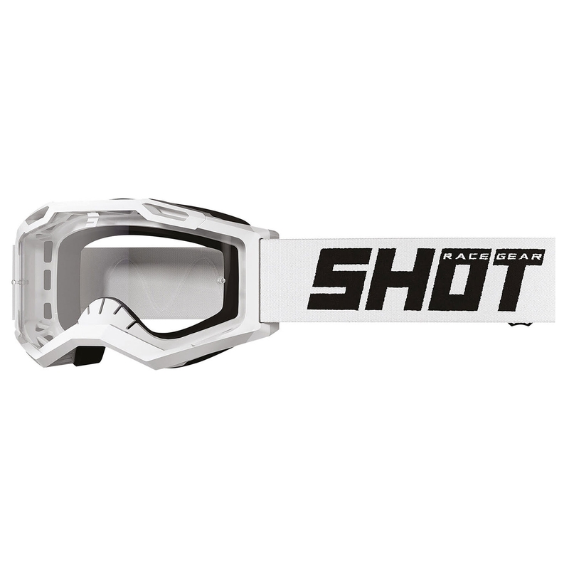 Lasten motocrosslasit Shot Rocket Kid 2.0 kiinteä valkoinen kirkkaalla pleksillä.