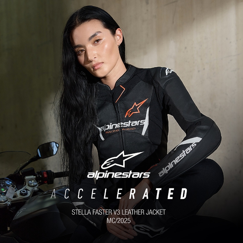 Alpinestars Stella Faster 3 Naisten nahkamoottoripyöräily takki Musta-valkoinen-fluo punainen