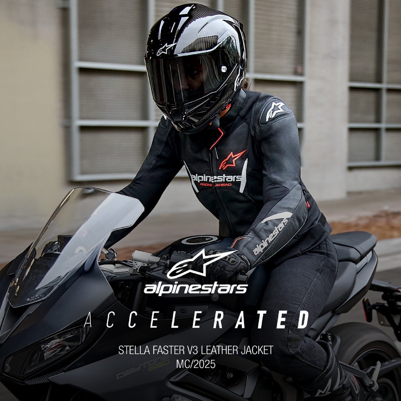 Alpinestars Stella Faster 3 Naisten nahkamoottoripyöräily takki Musta-valkoinen-fluo punainen
