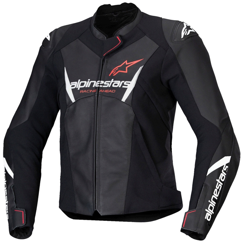 Alpinestars Stella Faster 3 Naisten nahkamoottoripyöräily takki Musta-valkoinen-fluo punainen