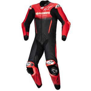 Alpinestars GP-R7 Tech-Air valmis/yhteensopiva musta/punainen yksiosainen nahkapuku.