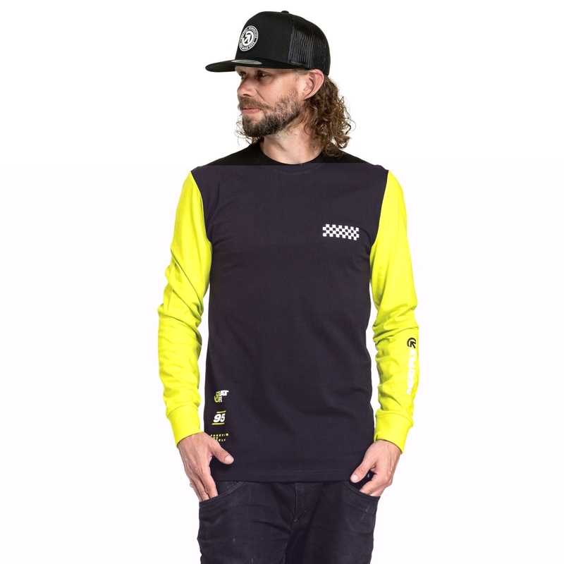 Pitkähihainen T-paita Meatfly Appex fluo keltainen-musta