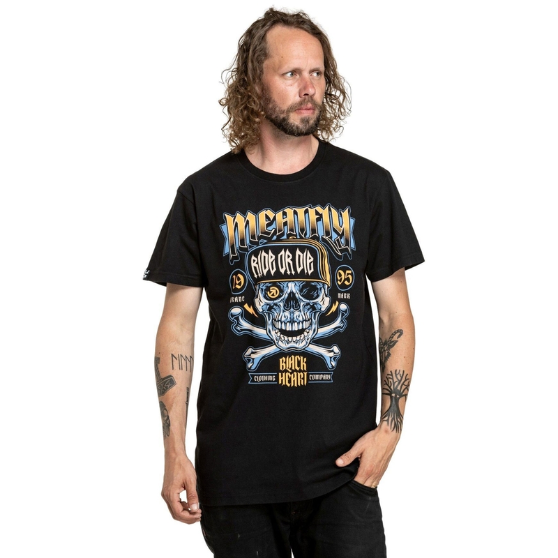 T-paita Meatfly Whiskey Crossbones musta